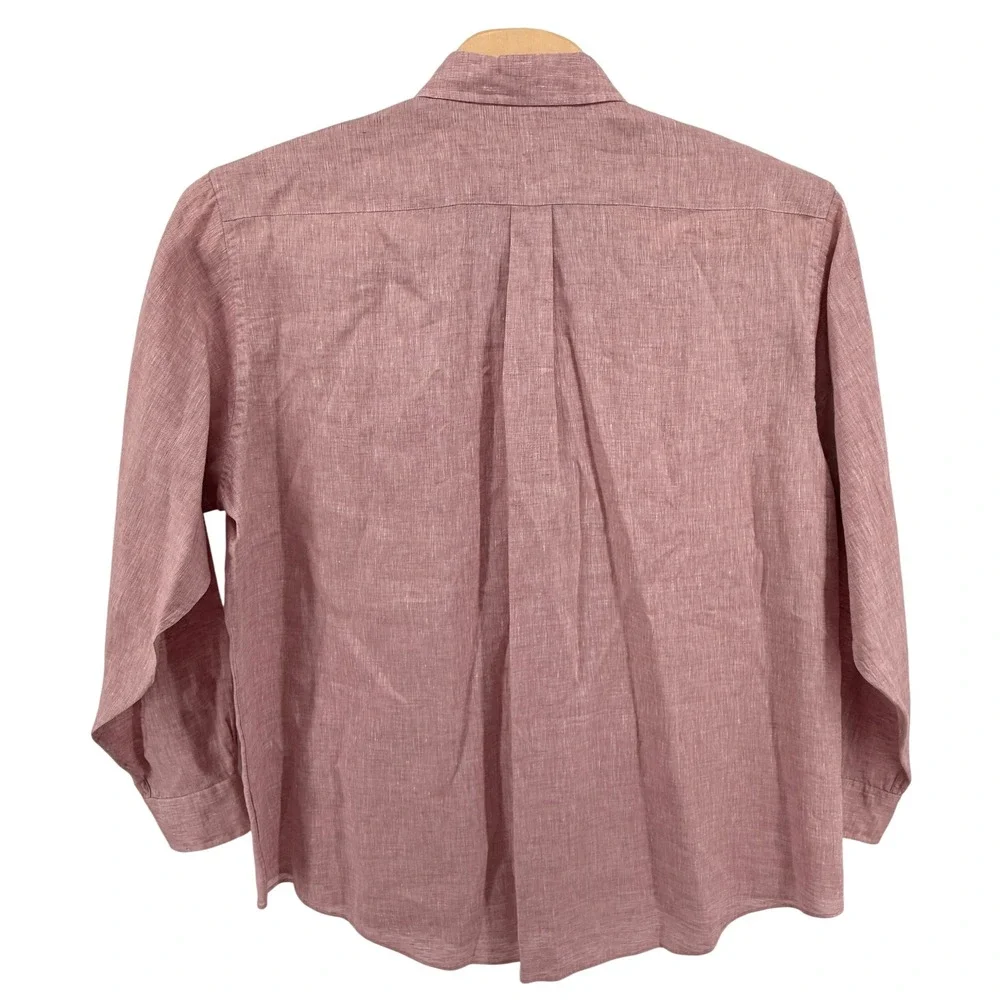 Brooks Brothers Madison Mens XL Pre-Owned Shirt Pink Baird McNutt Irish Linen - Picture 4 of 10